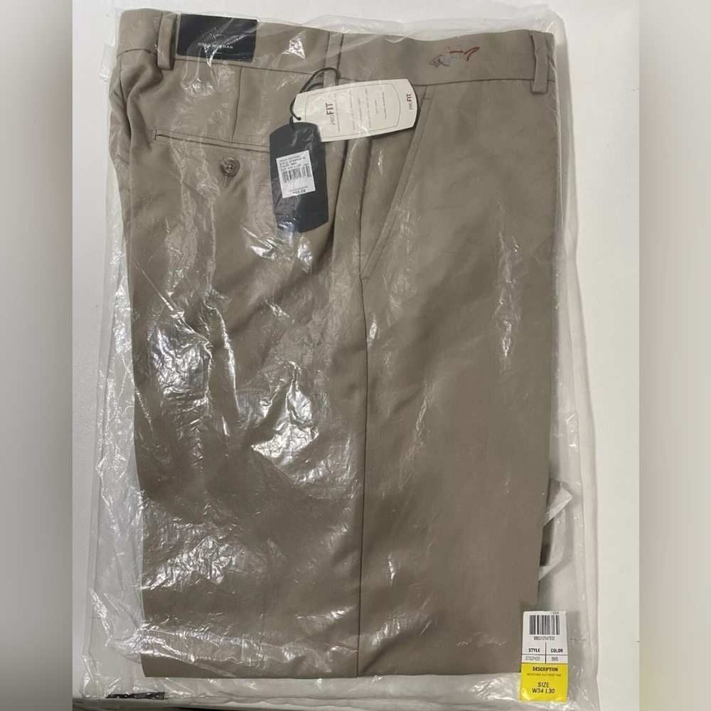 Greg Norman Classic Pro Fit Beige Golf Pants Mens Size  34Wx30L NWT